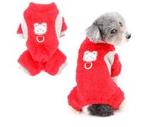 Ranphy Pyjama en polaire pour petit chien - Combinaison chaude avec anneau en D et motif ours - Pull doux à quatre pattes - Vêtement de nuit confortable pour l'hiver et l'automne - Vêtements de nuit