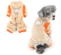 Ranphy Pyjama en polaire pour petit chien - Combinaison chaude avec anneau en D et motif ours - Pull doux à quatre pattes - Vêtement de nuit confortable pour l'hiver et l'automne - Vêtements de nuit