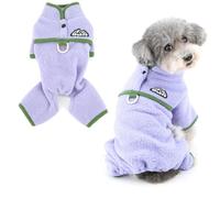Ranphy Pyjama en Polaire Sherpa Dog pour Petits Chiens Combinaison Unie pour Chiots avec Anneau en D Pull à Quatre Pattes Vêtements de Nuit pour Animaux Pyjama d'hiver Vêtements pour Chats Violet S