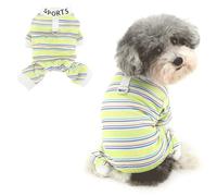 Ranphy Pyjama en tricot à rayures multicolores pour animaux de compagnie - Combinaison extensible pour chiots de taille XS et petite taille - Chandail avec anneau en D - Vêtements pour yorkshire,