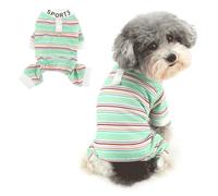 Ranphy Pyjama en tricot à rayures multicolores pour animaux de compagnie - Combinaison extensible pour chiots de taille XS et petite taille - Chandail avec anneau en D - Vêtements pour yorkshire,