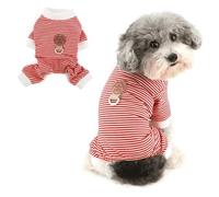 Ranphy Pyjama en tricot rayé pour animaux de compagnie de petite taille - Combinaison extensible pour chiots - Chandail à manches longues avec anneau en D pour yorkshire, chihuahua, vêtements pour
