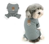 Ranphy Pyjama en tricot rayé pour animaux de compagnie de petite taille - Combinaison extensible pour chiots - Chandail à manches longues avec anneau en D pour yorkshire, chihuahua, vêtements pour