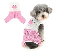 Ranphy Pyjama mignon à imprimé fruits pour animaux de compagnie pour petits chiens, chiots, combinaison sans manches, gilet à motif vichy, tenue pour yorkshire, chihuahua, vêtements de printemps et