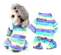 Ranphy Pyjama pour petit chien en coton - Combinaison à rayures pour chiot, chien, chat - Combinaison mignonne - Body doux - Pullover - Pyjama à 4 jambes - Vêtement pour chien