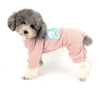 Ranphy Pyjama rayé en Coton pour Petit Chien Chemise Mignonne Animal Domestique Combinaison décontractée Petits Chiens et Chats Vêtements d'été imprimés Chien vêtements Animaux de Compagnie, Rose, L