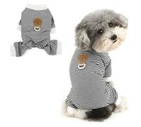 Ranphy Pyjama rayé en tricot pour animaux de compagnie - Combinaison extensible pour chiots de petite taille - Chandail à manches longues avec anneau en D pour yorkshire, chihuahua, vêtements pour
