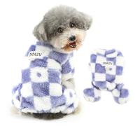 Ranphy Pyjama thermique à carreaux mignons pour animal de compagnie - Combinaison thermique avec anneau en D pour yorkshire, chihuahua, vêtements d'automne et d'hiver pour chat, bleu, taille L