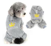 Ranphy Pyjamas Fleece pour Petits Chiens avec Couronne brodée et Bague en D Automne et Hiver Pull Super Doux et Chaud pour Chihuahuas Yorkshire Terriers Chats Gris XL