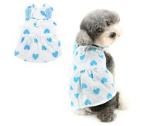 Ranphy Robe imprimée oreilles de lapin et cœur pour animaux de compagnie pour chiens de petite taille - Robe harnais avec anneau en D - Jupe supérieure - Tenue pour yorkshire, chihuahua, printemps et