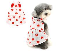 Ranphy Robe imprimée oreilles de lapin et cœur pour animaux de compagnie pour chiens de petite taille - Robe harnais avec anneau en D - Jupe supérieure - Tenue pour yorkshire, chihuahua, printemps et