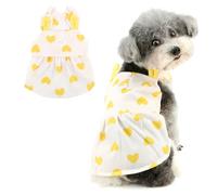 Ranphy Robe imprimée oreilles de lapin et cœur pour animaux de compagnie pour chiens de petite taille - Robe harnais avec anneau en D - Jupe supérieure - Tenue pour yorkshire, chihuahua, printemps et