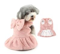 Ranphy Robe pull en polaire pelucheuse pour petit chien, chiot, jupe de princesse moelleuse avec anneau de laisse, nœud sans manches, yorkshire, chihuahua, vêtements d'automne et d'hiver, vêtements