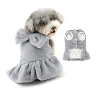 Ranphy Robe pull en polaire pelucheuse pour petit chien, chiot jupe princesse duveteuse avec anneau de laisse, nœud sans manches, yorkshire, chihuahua, vêtements d'automne et d'hiver femelle, gris,