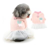 Ranphy Robe pull en polaire Sherpa pour petit chien, chiot, sweat-shirt en tulle, jupe tutu avec anneau pour laisse, yorkshire, chihuahua, vêtements d'automne et d'hiver femelles, rose, taille M