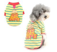 Ranphy Sweat-Shirt en Molleton pour Petits Chiens Pull rayé avec Anneau en D et imprimé « Yes! I'm So Cute! » (Oui, Je suis trop Mignon !) Tenue d'hiver pour Chiots Chihuahua et Chatons, Jaune, S