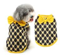 Ranphy Sweat-shirt en polaire à carreaux pour petit chien, chihuahua, vêtement d'automne et d'hiver avec anneau pour laisse, nœud pour chat, noir, taille XS