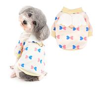 Ranphy Sweat-shirt pour petits chiens avec ailes d'ange et motif cœur - Pour l'automne et l'hiver - Doublure en polaire avec anneau en D - Vêtements doux et chauds - Blanc - Taille M
