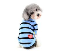 Ranphy T-shirt à rayures pour chiens et chats de très petite taille, t-shirt pour animal de compagnie, t-shirt doux et respirant avec paillettes en forme de cœur, chemise douce et respirante pour