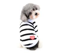 Ranphy T-shirt à rayures pour chiens et chats de très petite taille, t-shirt pour animal domestique avec paillettes en forme de cœur, chemise douce et respirante pour chiot, yorkshire, chihuahua