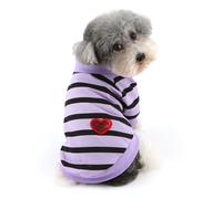 Ranphy T-shirt à rayures pour chiens et chats de très petite taille, t-shirt pour animal domestique avec paillettes en forme de cœur, chemise douce et respirante pour chiot, yorkshire, chihuahua