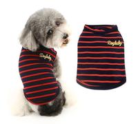 Ranphy T-shirt à rayures pour petit chien ou chat en coton - Rouge - Taille L