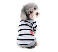 Ranphy T-shirt rayé pour chien et chat de petite taille avec paillettes en forme de cœur, chemise douce et respirante pour chiot, yorkshire, chihuahua, bouledogue français, vêtements mignons pour