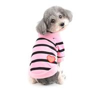 Ranphy T-shirt rayé pour chien et chat de petite taille avec paillettes en forme de cœur, chemise douce et respirante pour chiot, yorkshire, chihuahua, bouledogue français, vêtements mignons pour