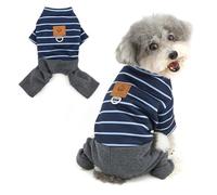 Ranphy Tenue en polaire rayée pour chien de petite taille - Combinaison chaude avec anneau en D - Pull doux à quatre pattes - Pyjama confortable pour l'hiver et l'automne - Vêtement de nuit