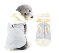 Ranphy Veste à capuche doublée en polaire à motif vichy pour petit chien, capuche avec oreilles pour chiot, joli manteau d'hiver sans manches avec double anneau en D pour yorkshire, chihuahua,