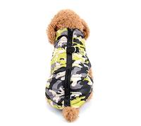 Ranphy Veste camouflage avec anneau en D pour petit chien - Manteau d'hiver rembourré en coton - Harnais pour chihuahua avec trou pour harnais - Jaune - Taille L