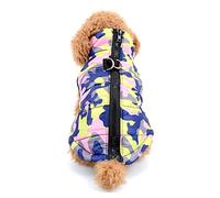Ranphy Veste camouflage avec anneau en D pour petit chien - Manteau d'hiver rembourré en coton - Harnais pour chihuahua avec trou pour harnais - Rose - Taille L