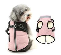 Ranphy Veste d'hiver rembourrée en polaire réfléchissante avec harnais intégré pour petit chien, chiot, manteau d'hiver sans manches, fermeture éclair, coupe-vent, yorkshire, chihuahua, vêtements
