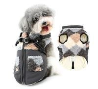 Ranphy Veste doublée en polaire patchwork avec harnais intégré pour petit chien, manteau d'hiver rembourré sans manches, fermeture éclair, coupe-vent, yorkshire, chihuahua, vêtements chauds à double