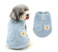 Ranphy Veste en polaire Sherpa pour animal de compagnie avec poches pour laisse et anneau pour chiot - Pull sans manches pour yorkshire, chihuahua, vêtements d'automne et d'hiver - Bleu - Taille L