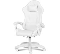 Ranqer Apollo Chaise Gaming Ergonomique Similicuir Noir avec Dossier Réglable 90-135°, Accoudoirs, Soutiens Lombaire et Cervical, Pivotement 360°, Confort Durable et Abordable, Blanc