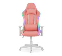 Ranqer Halo Chaise Gaming - Chaise de bureau ergonomique avec éclairage RGB/LED 360 couleurs programmable, accoudoirs, dossier et coussin réglable, set-up gaming et productivité - Rose