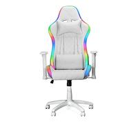 Ranqer Halo Chaise Gaming RGB avec Éclairage LED, Dossier Inclinable 180°, Accoudoirs 2D, Coussins Amovibles, Base Nylon Robuste Et Confort Ergonomique pour Longues Sessions, Blanc