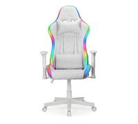 Ranqer Halo Chaise Gaming - Chaise de bureau ergonomique avec éclairage RGB/LED 360 couleurs programmable, accoudoirs, dossier et coussin réglables, set-up gaming et productivité - Blanc
