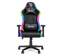 Ranqer Halo Chaise Gaming - Chaise de bureau ergonomique avec éclairage RGB/LED 360 couleurs programmable, accoudoirs, dossier et coussin réglables, set-up gaming et productivité - Noir