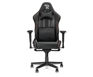 Ranqer Performance Chaise Gaming - Chaise de bureau luxueuse et ergonomique en cuir PU respirant avec accoudoirs, dossier et coussins réglables, Set-up gaming et productivité premium - Noir