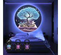 RANQILI Mystical Tree Lampe projecteur LED, lampe de chevet murale et de plafond alimentée par USB avec effets de changement de couleur, design de livre fantaisie, décoration de chambre, veilleuse