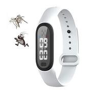 RANRANHOME Bracelet Anti-Moustique avec Horloge LED, Bandes Anti-Insectes Anti-Parasite avec Charge USB/Etanche/Réutilisable, pour Enfants Femmes Enceintes,Blanc