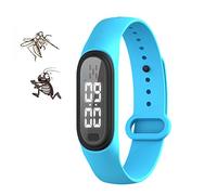 RANRANHOME Bracelet Anti-Moustique avec Horloge LED, Bandes Anti-Insectes Anti-Parasite avec Charge USB/Etanche/Réutilisable, pour Enfants Femmes Enceintes,Bleu