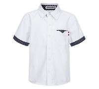 ranrann Chemise Enfant Garçon Chemise Manche Courte Chemisette Uniforme Scolaire Couleur Unie Type A Blanc 5-6 Ans