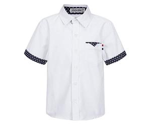 ranrann Chemise Enfant Garçon Chemise Manche Courte Chemisette Uniforme Scolaire Couleur Unie Type A Blanc 5-6 Ans