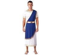 ranrann Déguisement Grec Antique Homme Adulte Costume Grecque Romain Toge Cosplay Halloween Carnaval Fête Jeu de Role S-3XL D Bleu XL