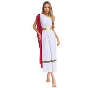 ranrann Déguisement Grecque Antique Femme Robe Déesse Grecque Toge Romaine Tenue Grec Costume Carnaval Cosplay Halloween Bourgogne S