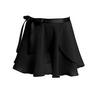ranrann Enfant Fille Jupe Danse Classique Ballet Jupe Plissée Portefeuille Mousseline de Soie Jupe Patineuse Jupette de Danse Jupe Gymnastique Dancewear Sportwear 4-12 Ans Noir 4-6 Ans