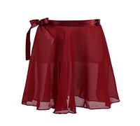 ranrann Enfant Fille Jupe Danse Classique Ballet Mousseline Jupe Portefeuille Jupette Dancewear 4-12 Ans Bordeaux 8-12 Ans